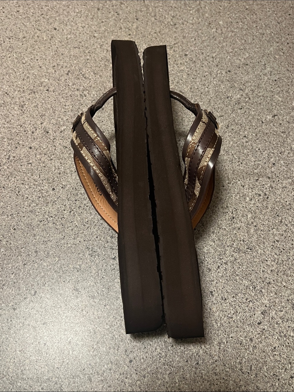 Authentic Coach Jasmine 12CM/Semi Mat CLF A5287 Women's Brown/Tan Thong Sandals - Picture 7 of 8
